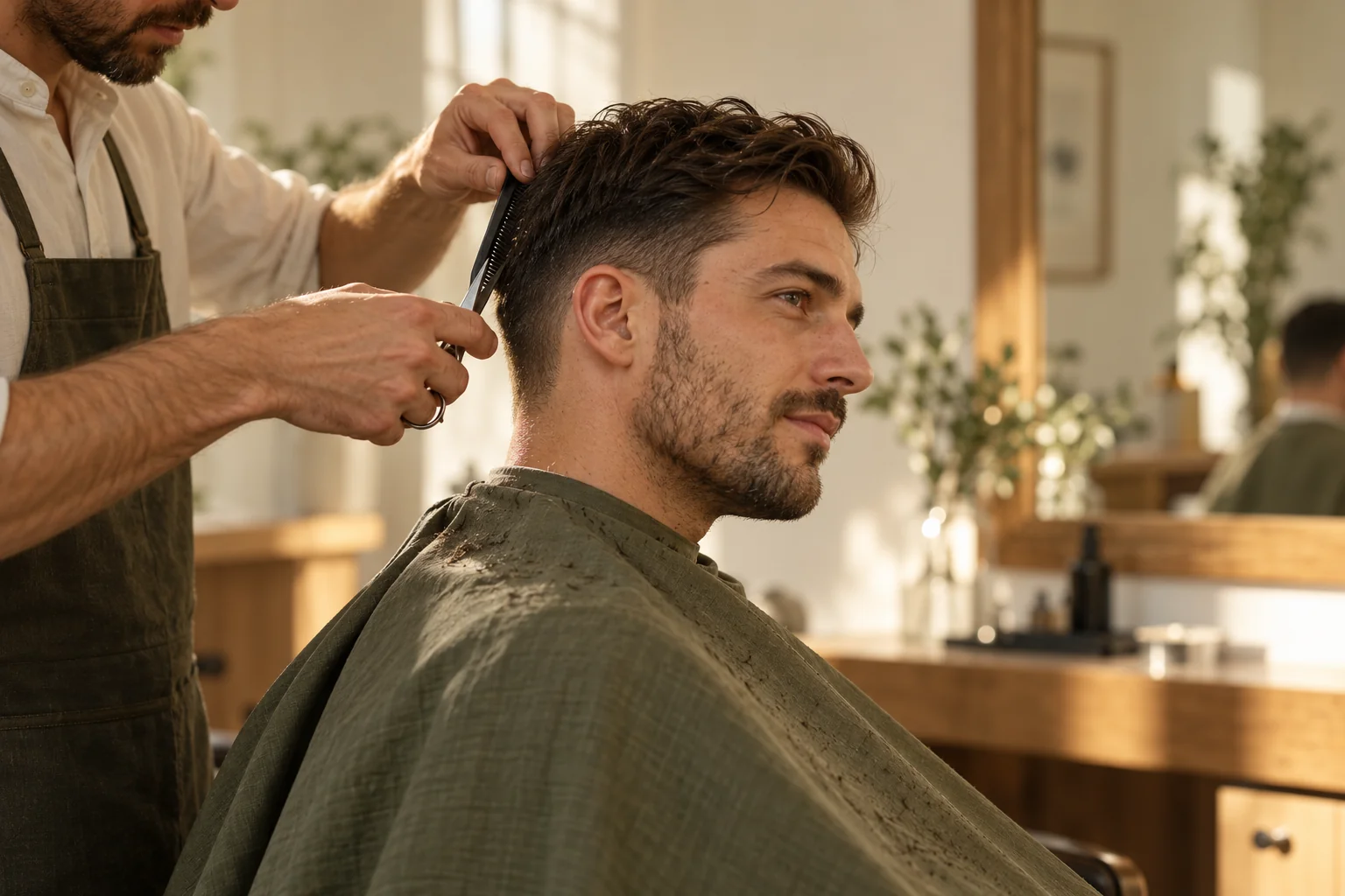 Imagen conceptual de un cliente durante un corte de pelo